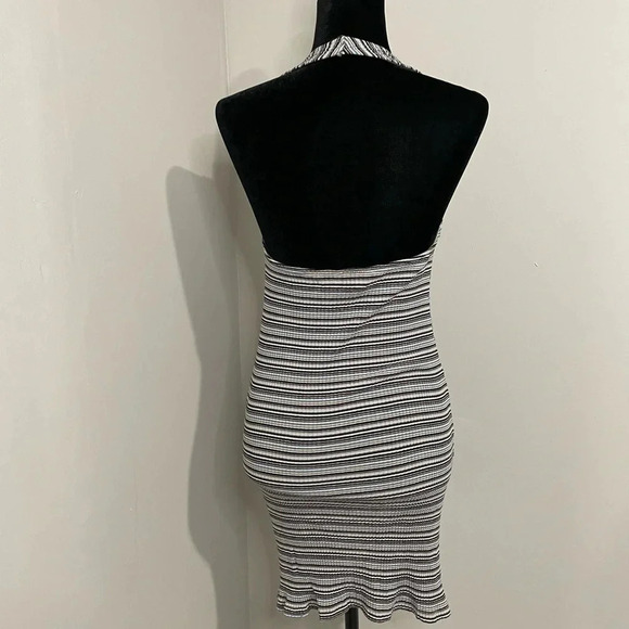 American Eagle‎ Multicolor Stripe Ribbed Halter Neck Bodycon Mini Dress - Picture 6 of 9